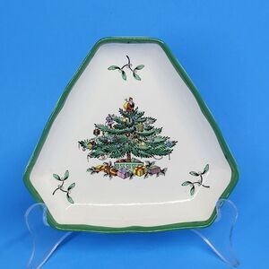 Spode England Christmas Tree 5" Triangular Tray Dish VGC